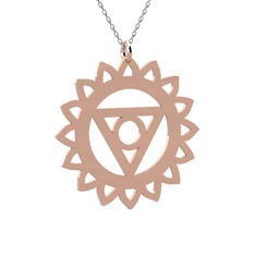 Visuddha Çakra Kolye - 925 ayar rose altın kaplama gümüş kolye (40 cm beyaz altın rolo zincir) #1yewzjl