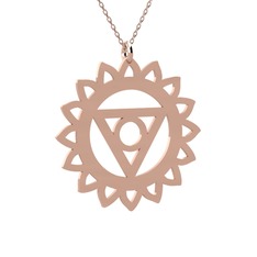 Visuddha Çakra Kolye - 14 ayar rose altın kolye (40 cm gümüş rolo zincir) #8grsks