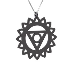 Visuddha Çakra Kolye - 925 ayar siyah rodyum kaplama gümüş kolye (40 cm beyaz altın rolo zincir) #qur0cn