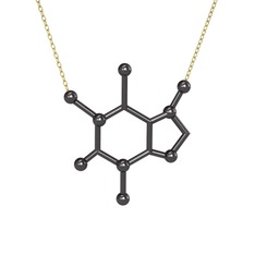 Kafein Kolye - 925 ayar siyah rodyum kaplama gümüş kolye (40 cm altın rolo zincir) #7kah92
