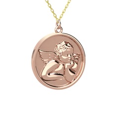 Anj Melek Kolye - 14 ayar rose altın kolye (40 cm altın rolo zincir) #1qsex4i