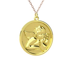 Anj Melek Kolye - 14 ayar altın kolye (40 cm rose altın rolo zincir) #7upuof