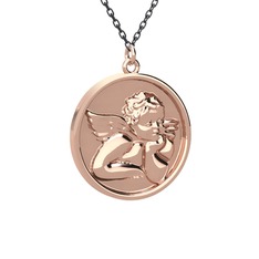 Anj Melek Kolye - 18 ayar rose altın kolye (40 cm gümüş rolo zincir) #q3s9oj