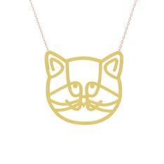 Gadu Kedi Kolye - 18 ayar altın kolye (40 cm rose altın rolo zincir) #1243gca