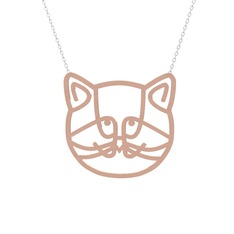 Gadu Kedi Kolye - 14 ayar rose altın kolye (40 cm beyaz altın rolo zincir) #130j16e
