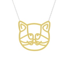 Gadu Kedi Kolye - 18 ayar altın kolye (40 cm beyaz altın rolo zincir) #131b49