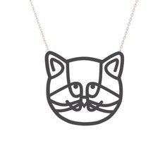 Gadu Kedi Kolye - 925 ayar siyah rodyum kaplama gümüş kolye (40 cm rose altın rolo zincir) #1fbaj4w