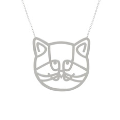 Gadu Kedi Kolye - 18 ayar beyaz altın kolye (40 cm beyaz altın rolo zincir) #1t99e6n