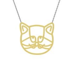 Gadu Kedi Kolye - 8 ayar altın kolye (40 cm gümüş rolo zincir) #o1qovb