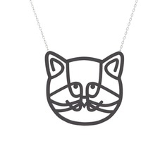 Gadu Kedi Kolye - 925 ayar siyah rodyum kaplama gümüş kolye (40 cm beyaz altın rolo zincir) #pdv7ws