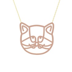 Gadu Kedi Kolye - 14 ayar rose altın kolye (40 cm gümüş rolo zincir) #wjw4bt