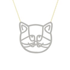 Gadu Kedi Kolye - 18 ayar beyaz altın kolye (40 cm altın rolo zincir) #ynfb0n