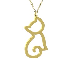 Boncuk Kedi Kolye - 925 ayar altın kaplama gümüş kolye (40 cm altın rolo zincir) #167t99y