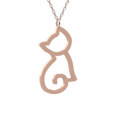 Boncuk Kedi Kolye - 14 ayar rose altın kolye (40 cm rose altın rolo zincir) #1fmiobt