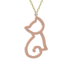 Boncuk Kedi Kolye - 8 ayar rose altın kolye (40 cm altın rolo zincir) #1sugdo8