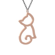 Boncuk Kedi Kolye - 18 ayar rose altın kolye (40 cm gümüş rolo zincir) #ah4rs0