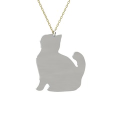 Köpük Kedi Kolye - 14 ayar beyaz altın kolye (40 cm altın rolo zincir) #10hz58n