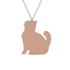 Köpük Kedi Kolye - 8 ayar rose altın kolye (40 cm beyaz altın rolo zincir) #16n92bn