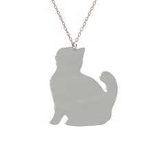 Köpük Kedi Kolye - 14 ayar beyaz altın kolye (40 cm gümüş rolo zincir) #175ixtc
