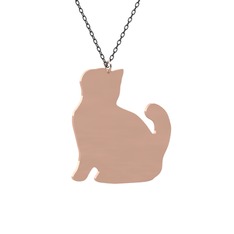 Köpük Kedi Kolye - 8 ayar rose altın kolye (40 cm gümüş rolo zincir) #7be0p