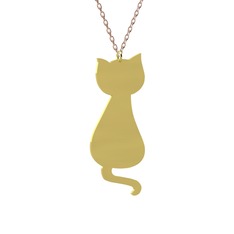 Tarçın Kedi Kolye - 18 ayar altın kolye (40 cm rose altın rolo zincir) #110i17x
