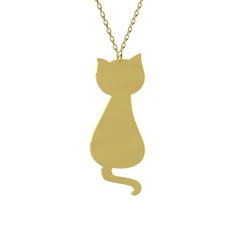 Tarçın Kedi Kolye - 925 ayar altın kaplama gümüş kolye (40 cm gümüş rolo zincir) #138xja5