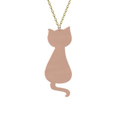 Tarçın Kedi Kolye - 18 ayar rose altın kolye (40 cm altın rolo zincir) #1ugcz9n