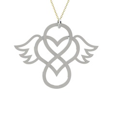 Meryem Kolye - 14 ayar beyaz altın kolye (40 cm gümüş rolo zincir) #n5meog