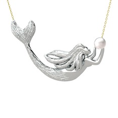 Pequod Deniz Kızı Kolye - Inci 925 ayar gümüş kolye (40 cm altın rolo zincir) #1xy0m0t