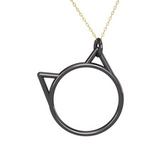Pisica Kedi Kolye - 925 ayar siyah rodyum kaplama gümüş kolye (40 cm altın rolo zincir) #1b8fndv