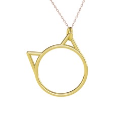 Pisica Kedi Kolye - 14 ayar altın kolye (40 cm rose altın rolo zincir) #pz534k