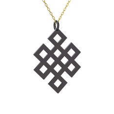 Karma Kolye - 925 ayar siyah rodyum kaplama gümüş kolye (40 cm altın rolo zincir) #gdwidy