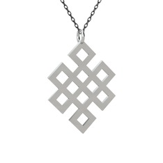 14 ayar beyaz altın kolye (40 cm gümüş rolo zincir)