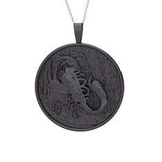 Amon Akrep Kolye - 925 ayar siyah rodyum kaplama gümüş kolye (40 cm rose altın rolo zincir) #ld14iw