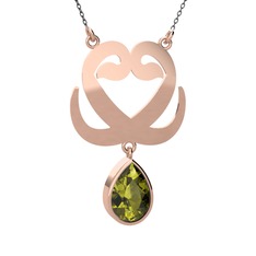Çift Vav Kolye - Peridot 925 ayar rose altın kaplama gümüş kolye (40 cm gümüş rolo zincir) #1c5boyj