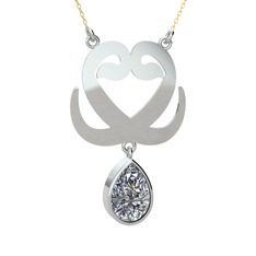 Çift Vav Kolye - Swarovski 14 ayar beyaz altın kolye (40 cm altın rolo zincir) #1ffk8ih