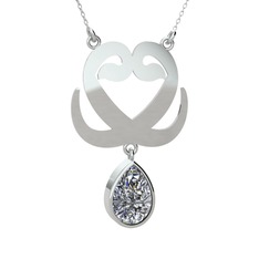 Çift Vav Kolye - Swarovski 8 ayar beyaz altın kolye (40 cm beyaz altın rolo zincir) #1fjkqdb