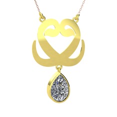 Çift Vav Kolye - Swarovski 14 ayar altın kolye (40 cm rose altın rolo zincir) #1i26358