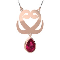 Rodolit garnet 925 ayar rose altın kaplama gümüş kolye (40 cm gümüş rolo zincir)