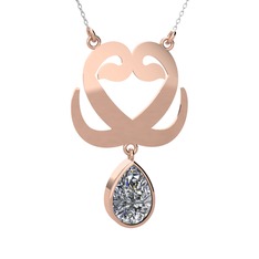 Çift Vav Kolye - Swarovski 18 ayar rose altın kolye (40 cm beyaz altın rolo zincir) #1kzaqr4