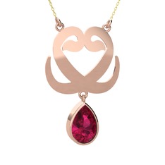 Rodolit garnet 925 ayar rose altın kaplama gümüş kolye (40 cm altın rolo zincir)