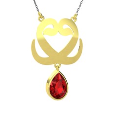 Garnet 18 ayar altın kolye (40 cm gümüş rolo zincir)