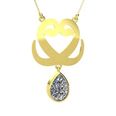 Çift Vav Kolye - Swarovski 925 ayar altın kaplama gümüş kolye (40 cm altın rolo zincir) #o20jwr