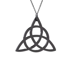Triquetra Kolye - 925 ayar siyah rodyum kaplama gümüş kolye (40 cm gümüş rolo zincir) #13n7106