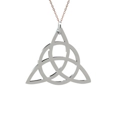 Triquetra Kolye - 14 ayar beyaz altın kolye (40 cm rose altın rolo zincir) #17ti8d