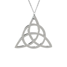 Triquetra Kolye - 14 ayar beyaz altın kolye (40 cm beyaz altın rolo zincir) #1jwg046