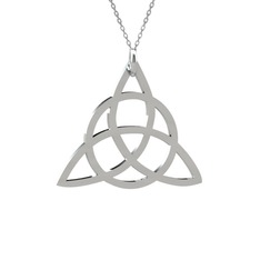 Triquetra Kolye - 18 ayar beyaz altın kolye (40 cm beyaz altın rolo zincir) #1uxgx7