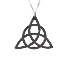 Triquetra Kolye - 925 ayar siyah rodyum kaplama gümüş kolye (40 cm beyaz altın rolo zincir) #6msqcs