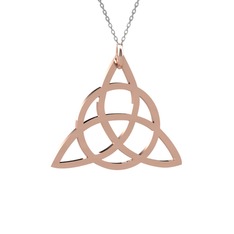 Triquetra Kolye - 8 ayar rose altın kolye (40 cm beyaz altın rolo zincir) #qrk3a4