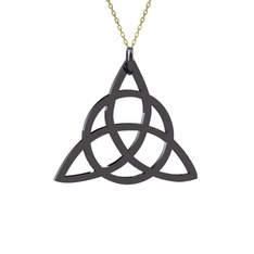 Triquetra Kolye - 925 ayar siyah rodyum kaplama gümüş kolye (40 cm altın rolo zincir) #qw8u7u